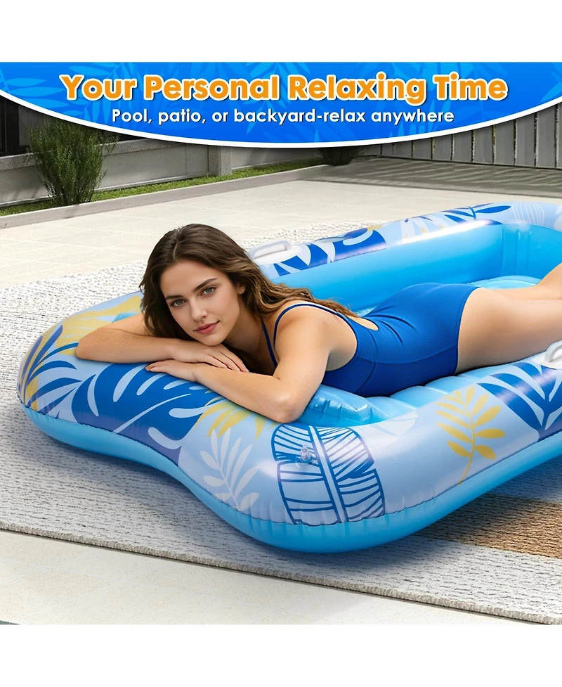 Gnuadz Inflatable Tanning Pool Lounger Float Pillow Drink Holder Sunbathing Bed