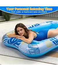 Gnuadz Inflatable Tanning Pool Lounger Float Pillow Drink Holder Sunbathing Bed