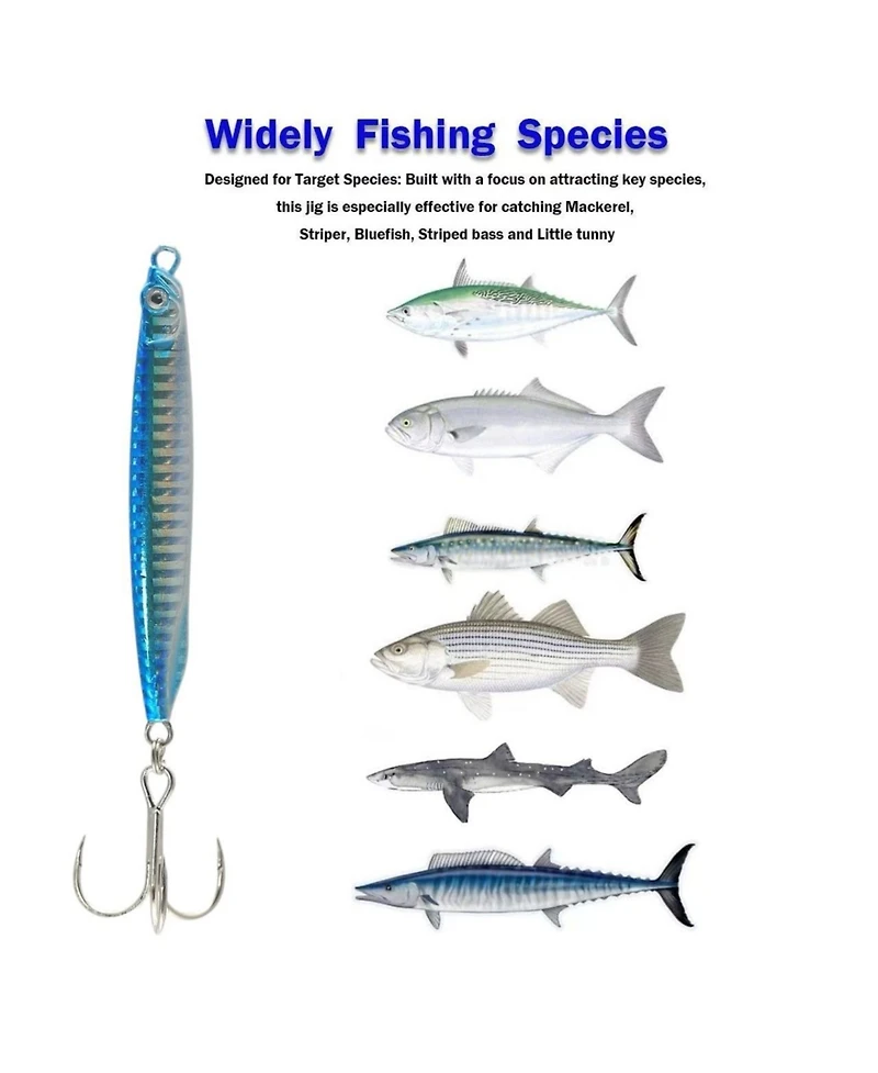 Gnuadz 3pcs Saltwater Fishing Jigs Spoons Striped Bass Pompano Mackerel Bluefish