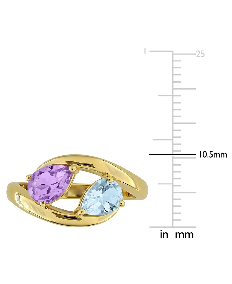 Macy's Amethyst (1/2 ct. t.w.) and Blue Topaz (7/8 Ring 18k Gold Flash Plated Sterling Silver