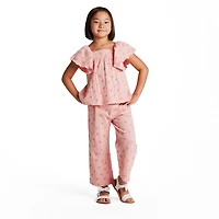 Andy & Evan Toddler Girls Toddler/Child Bow Print Knit Seersucker Top and Pant Set