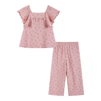 Andy & Evan Toddler Girls Toddler/Child Bow Print Knit Seersucker Top and Pant Set