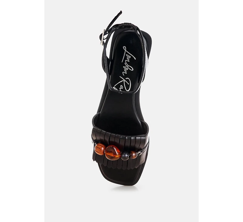 London Rag Womens Morgine Beaded Flat Sandals