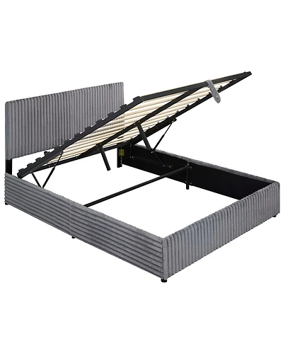 Slickblue Queen Lift Up Storage Bed with Wooden Slat Support