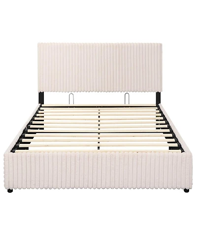 Slickblue Queen Lift Up Storage Bed with Wooden Slat Support