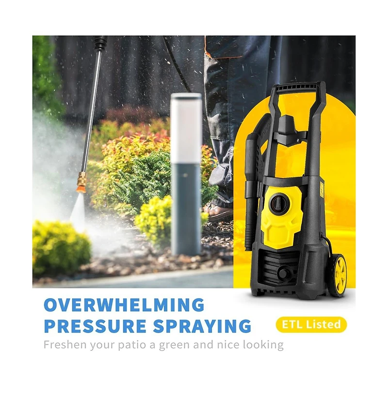Sugift 2000 Psi Electric Pressure Washer 1.65 Gpm Portable Power Washer