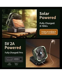 Gnuadz Personal Fan Led Lantern 270 degree(s) Rotation Usb Desk Hook Camping 20000mAh