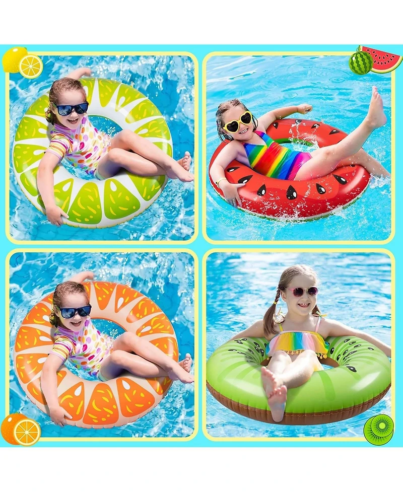 Gnuadz 3PCS Fruit Pool Floats Swimming Rings Inflatable Tubes