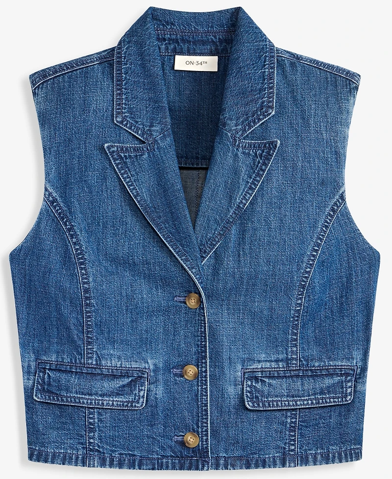 On 34th Women's Cropped Denim Vest, Macy's Exclusive