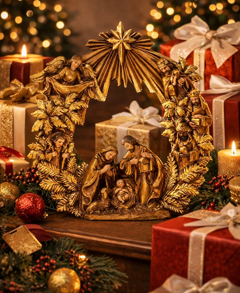 Napco Golden Wreath with Holy Family