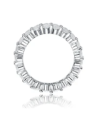 Ra White Gold Plated Oval Cubic Zirconia Band Ring