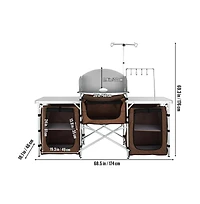 Sugift Folding Camping Kitchen Table Outdoor Cooking Station with Storage and Windscreen