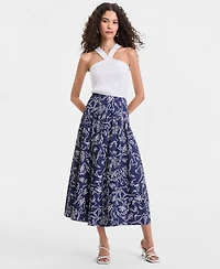 I.n.c. International Concepts Women's Printed Cotton Midi Skirt, Macy's Exclusive