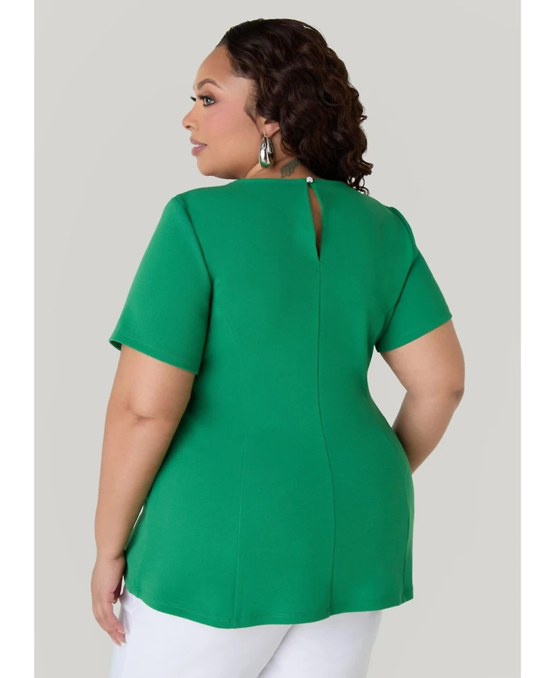 Ashley Stewart Women's Peplum Crepe Top - 10/12, Amazon