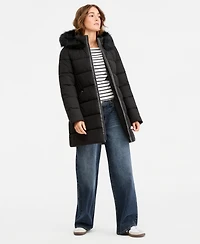 Maralyn & Me Juniors' Hooded Faux-Fur-Trim Puffer Coat