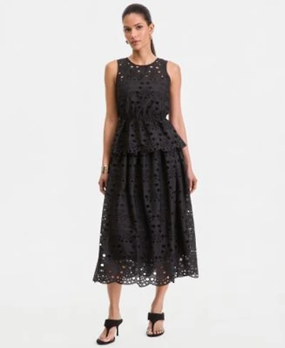 I.N.C. International Concepts Womens Sleeveless Peplum Eyelet Top Midi Skirt Macys Exclusive
