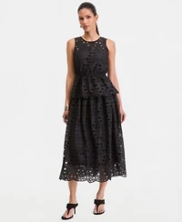 I.N.C. International Concepts Womens Sleeveless Peplum Eyelet Top Midi Skirt Macys Exclusive