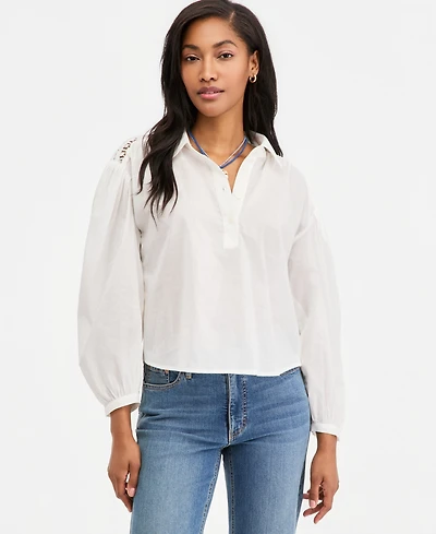 On 34th Women's Cotton Crochet Yoke Popover Top, Macy's Exclusive