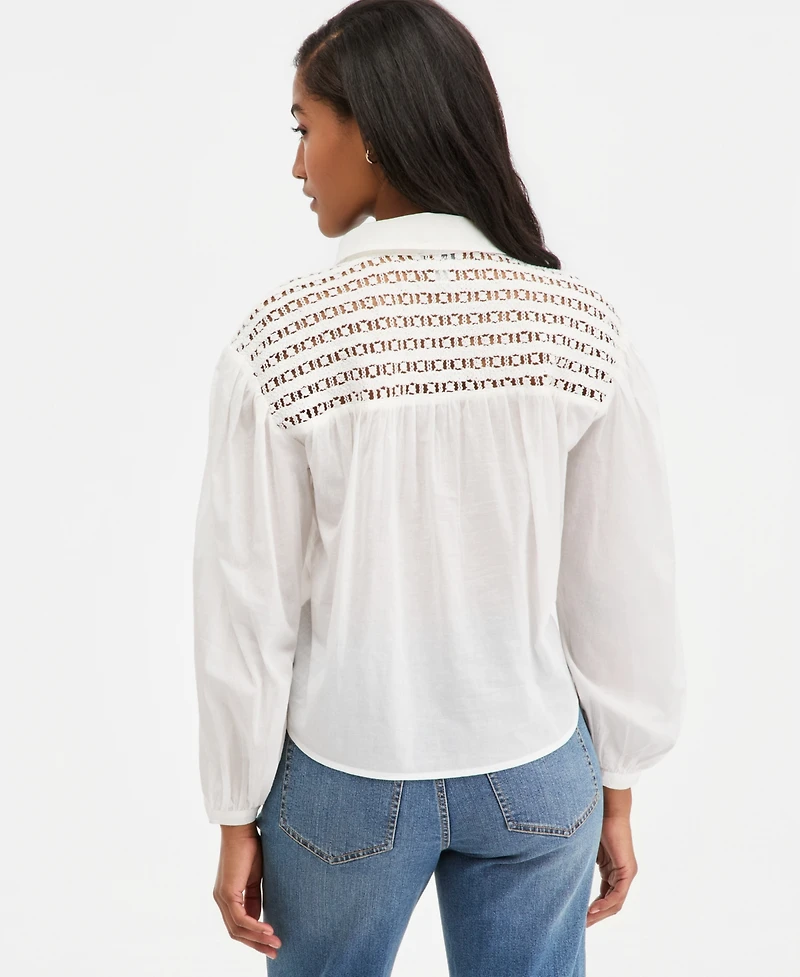On 34th Women's Cotton Crochet Yoke Popover Top, Macy's Exclusive