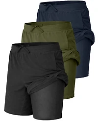 Galaxy By Harvic Men's Side Pockets Stretch Running Shorts, 3-Pack