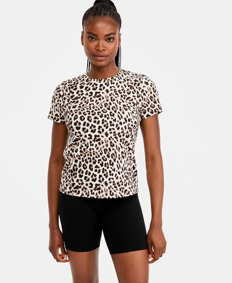 Id Ideology Women's Cheetah-Print Short-Sleeve T-Shirt, Macy's Exclusive