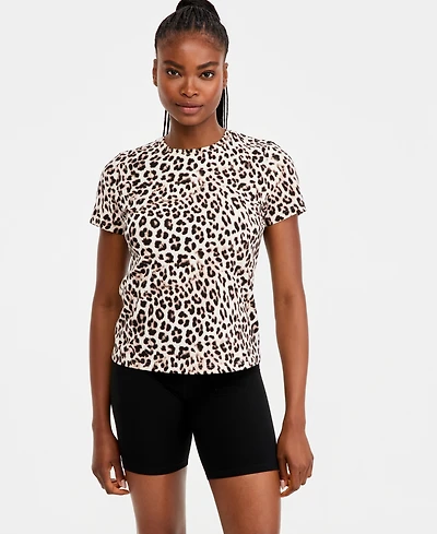 Id Ideology Women's Cheetah-Print Short-Sleeve T-Shirt, Macy's Exclusive