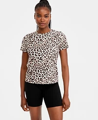 Id Ideology Women's Cheetah-Print Short-Sleeve T-Shirt, Macy's Exclusive