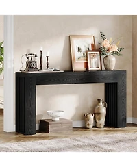 Tribesigns 59-Inch Long Wooden Console Sofa Table Behind The Couch with Vertical Slat Legs for Entrance, Hallway, Entryway, Living Room (Rustic Brown)