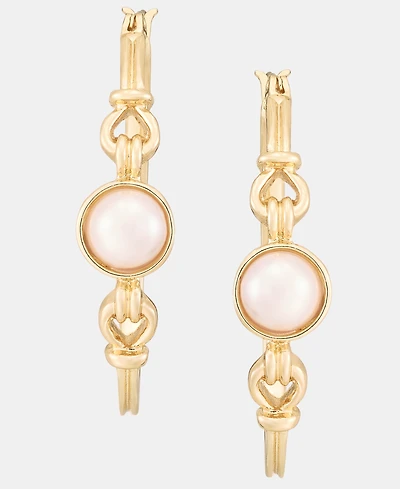 Anne Klein Gold-Tone Linked Faux-Pearl Hoop Earrings