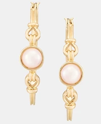 Anne Klein Gold-Tone Linked Faux-Pearl Hoop Earrings