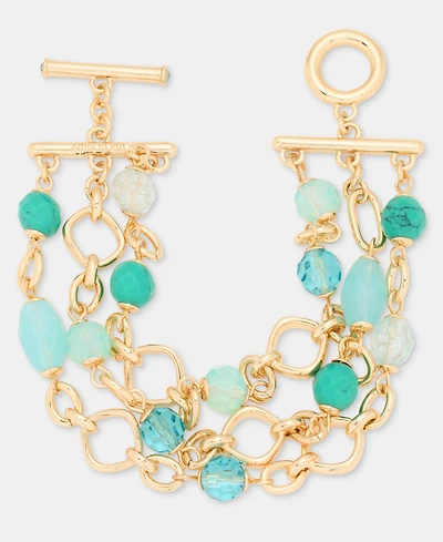 Anne Klein Gold-Tone Three-Row Stone Beaded Line Bracelet