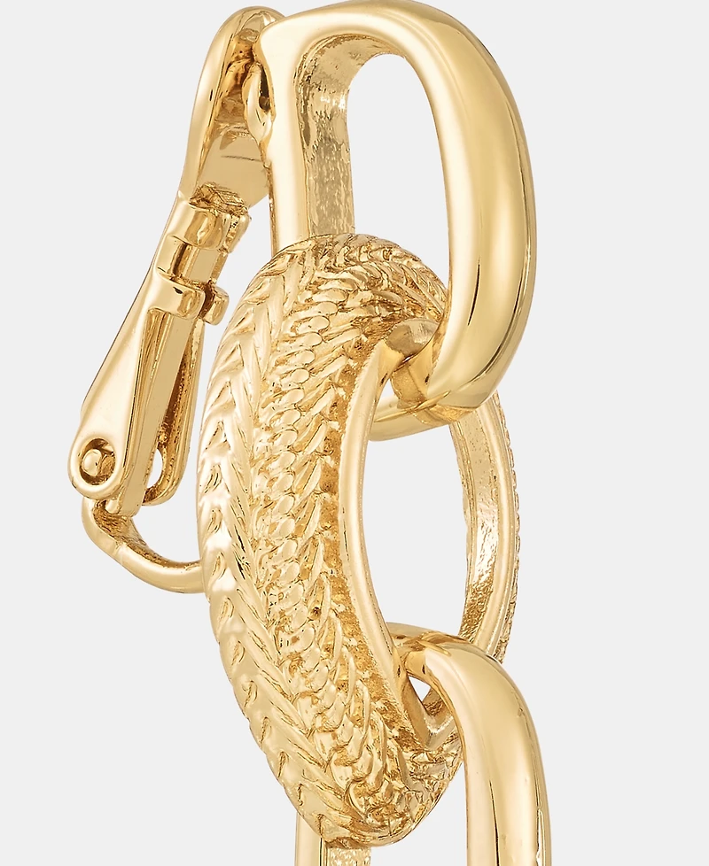 Anne Klein Gold-Tone Rope Linked Double Drop Ez Comfort Clip Earrings