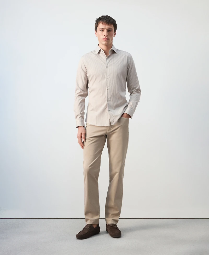 Mango Men's Slim Fit Striped Cotton Shirt
