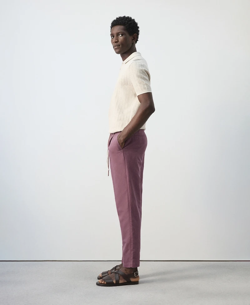 Mango Men's Slim-Fit Cropped Cotton-Linen Pants