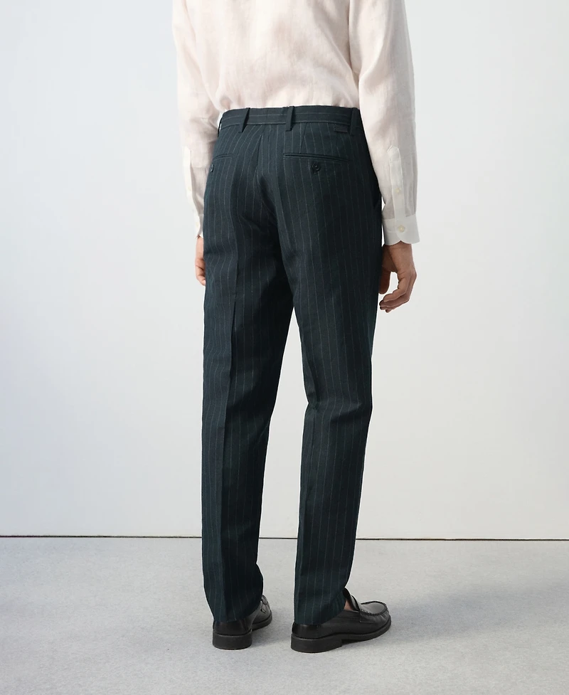Mango Men's Pinstripes Regular-Fit Linen-Blend Pants
