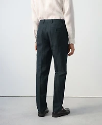 Mango Men's Pinstripes Regular-Fit Linen-Blend Pants