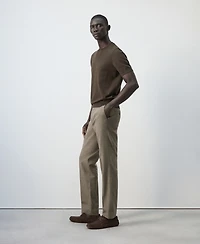 Mango Men's Regular-Fit Houndstooth Linen-Blend Pants