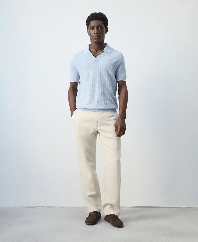 Mango Men's Structured Fine-Knit Polo Shirt