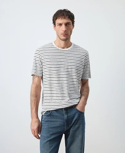 Mango Men's Striped Slim-Fit Linen T-Shirt