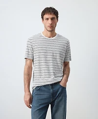 Mango Men's Striped Slim-Fit Linen T-Shirt