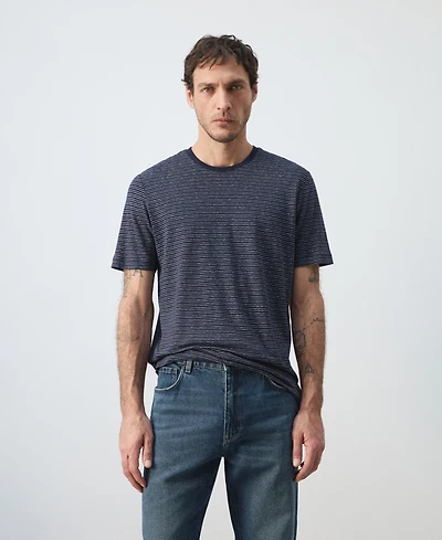 Mango Men's Striped Slim-Fit Linen T-Shirt
