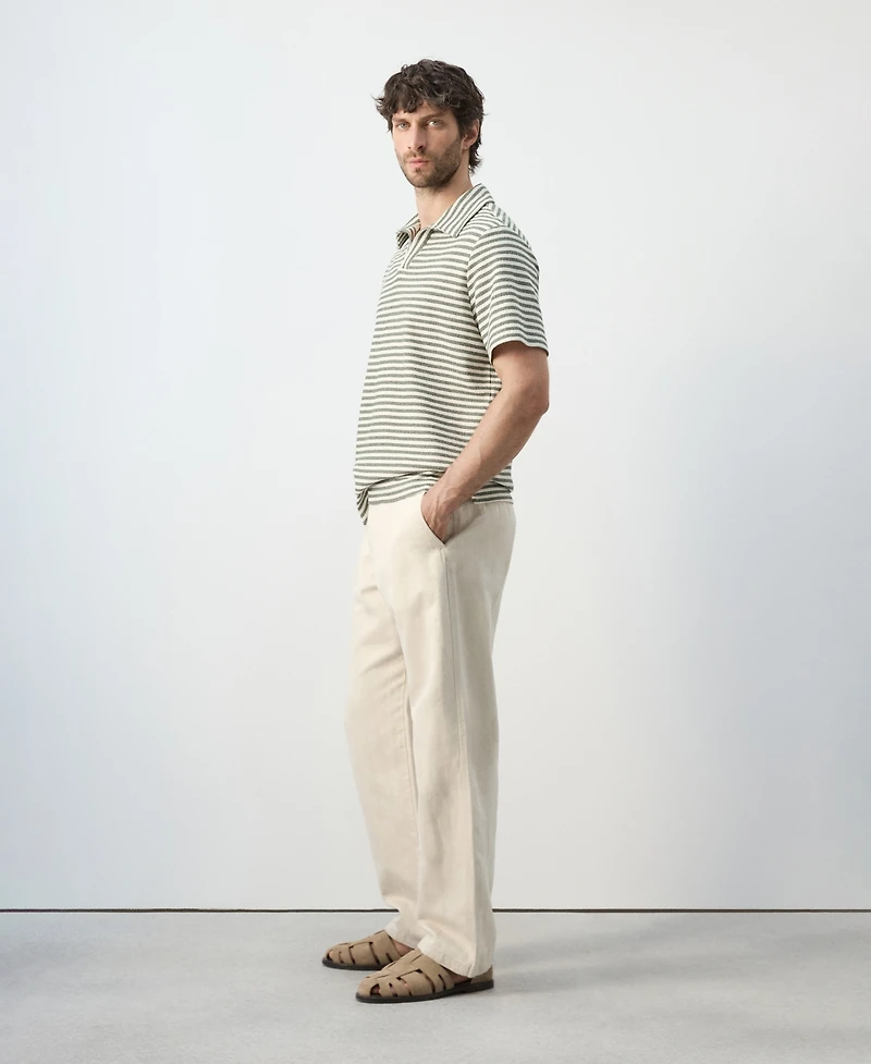 Mango Men's Regular-Fit Textured Striped Polo