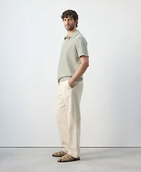 Mango Men's Regular-Fit Textured Striped Polo