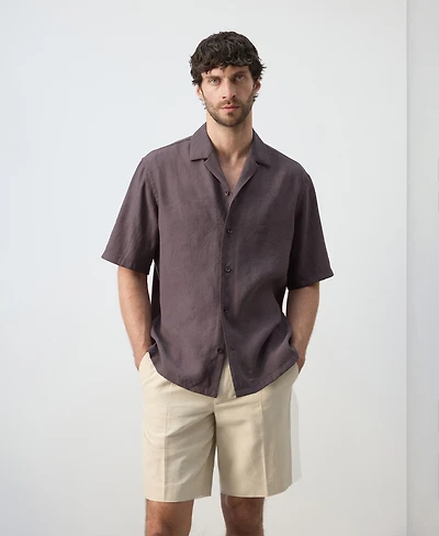 Mango Men's Relaxed Fit Bowling Collar Shirt