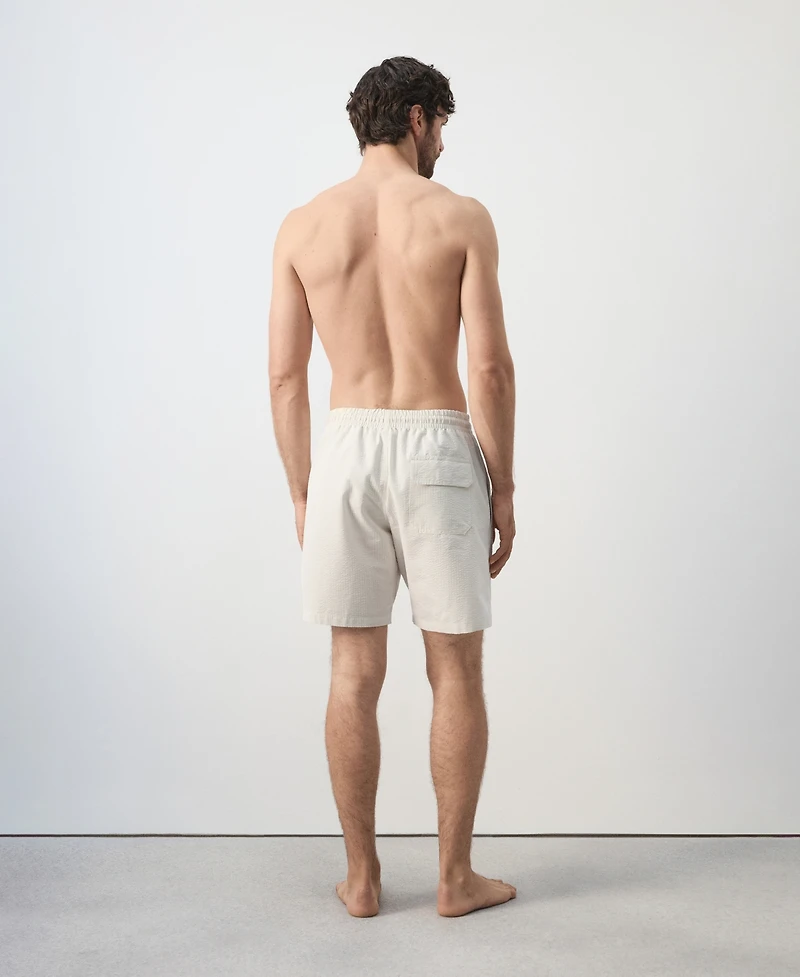 Mango Men's Seersucker Striped Swimsuit
