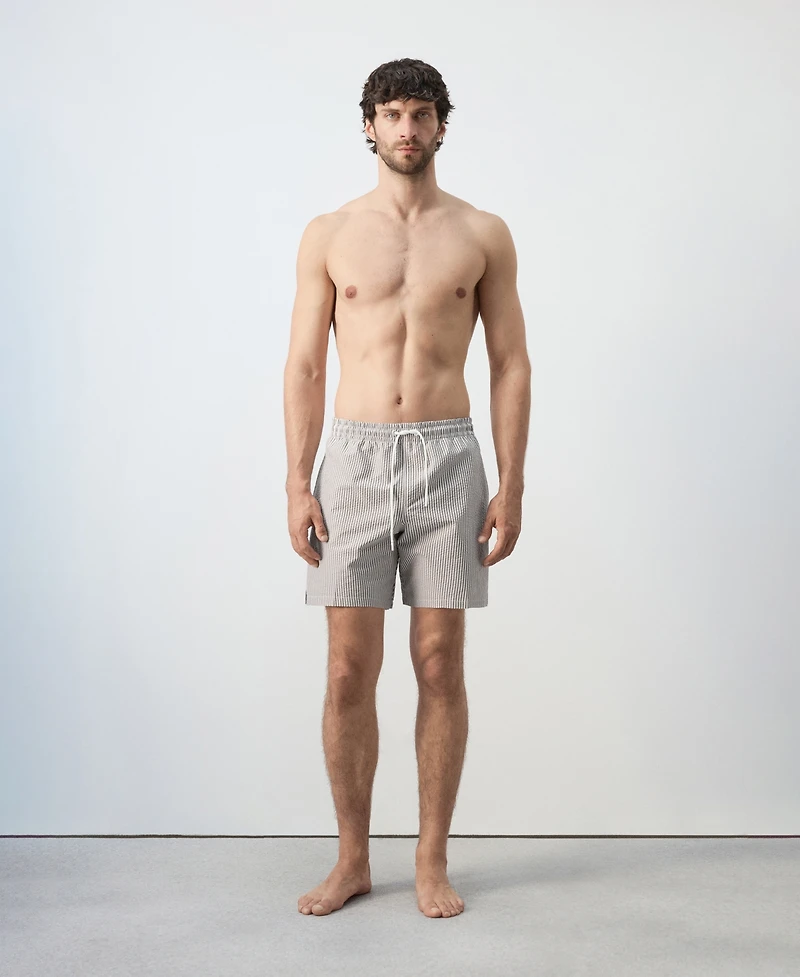 Mango Men's Seersucker Striped Swimsuit
