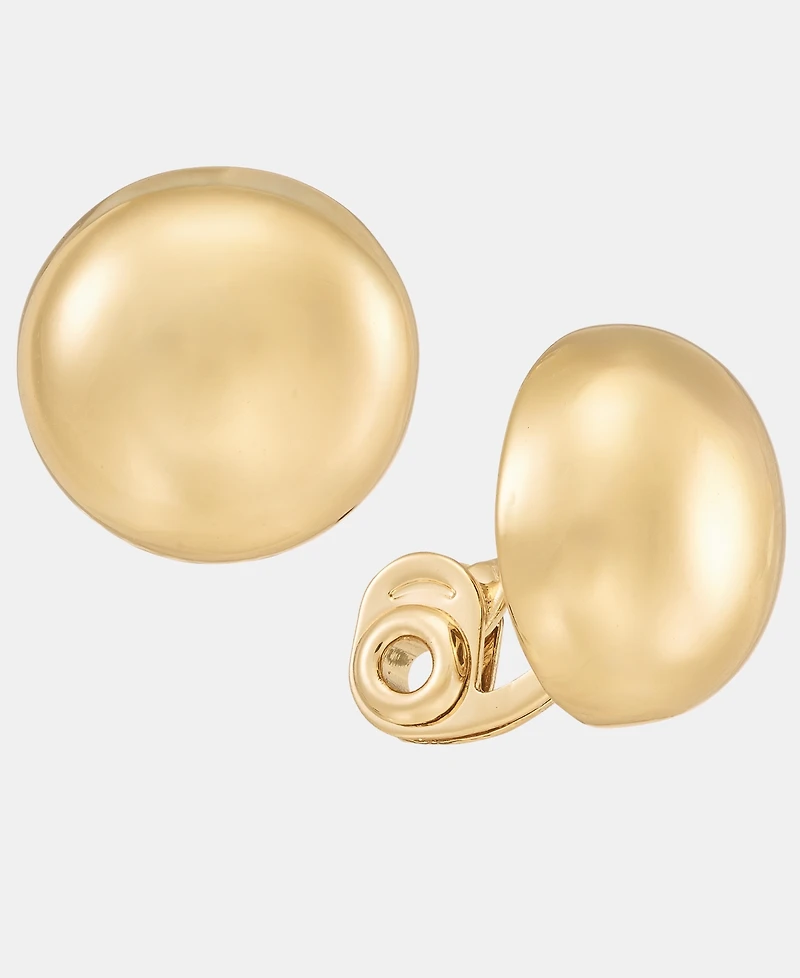 Anne Klein Gold-Tone Half Dome Stud Ez Comfort Clip Earrings