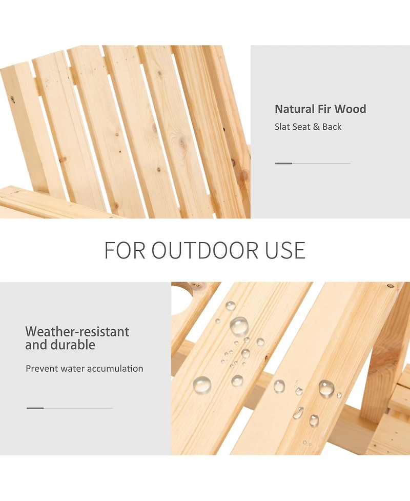 Outsunny Outdoor Patio Tete a Tete Loveseat Garden Bench Chair Wooden Natural