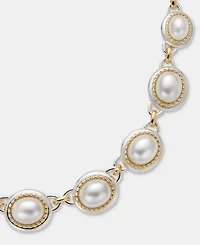 Anne Klein Two-Tone Faux Imitation Pearl Roping Metal Cable Necklace
