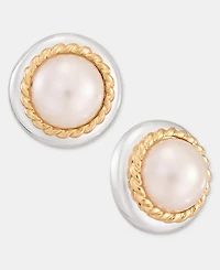 Anne Klein Two-Tone Roping Faux-Pearl Drama Stud Earrings
